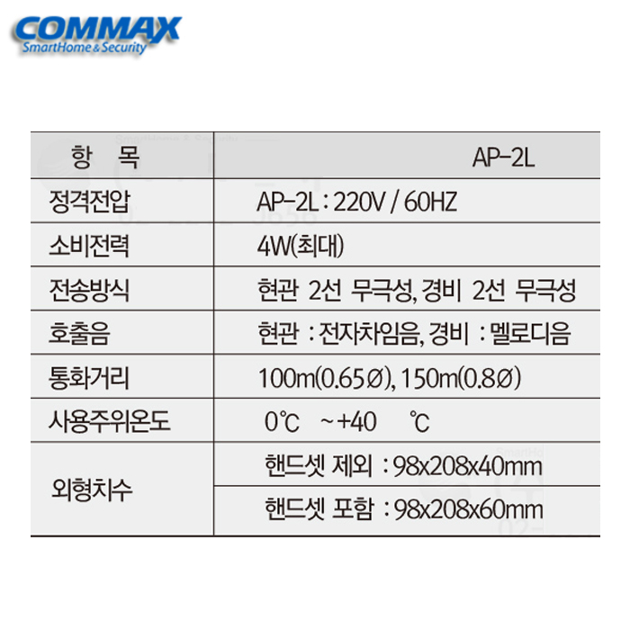 코맥스 아파트용 AP-2L / DR201D(조)