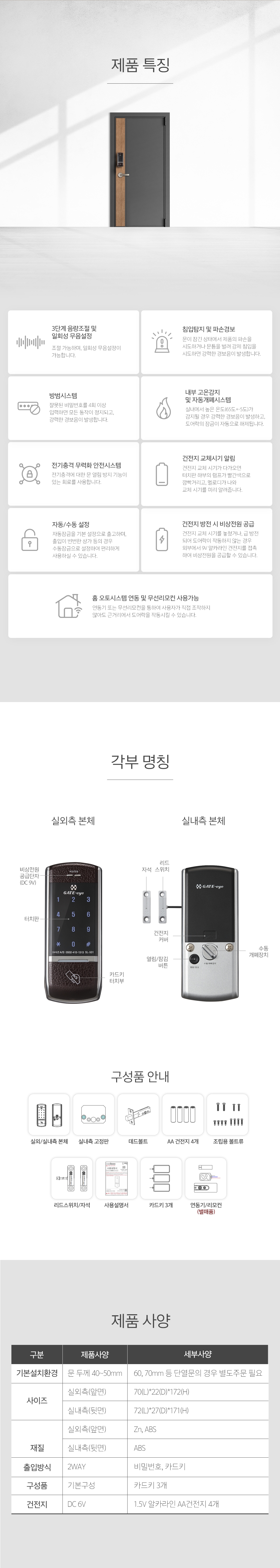 게이트아이 SL501(잠금쇠데드볼트형) 봉키/메카 키박스 위치 교체용이